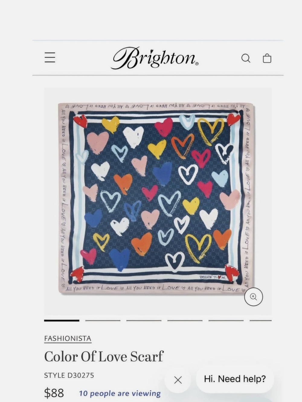 Brighton Color of Love Scarf - Multicolor Hearts